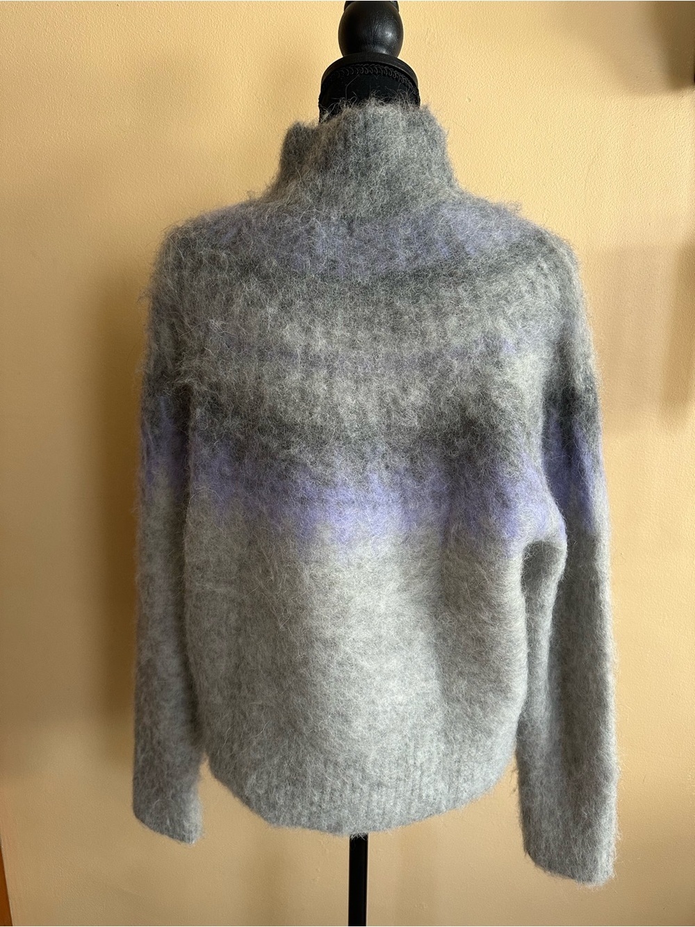 Banana Republic Large Grey Alpaca Blend Fair Isle Mock Neck Sweater - Picture 3 of 8